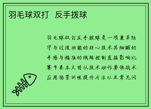 羽毛球双打  反手拨球